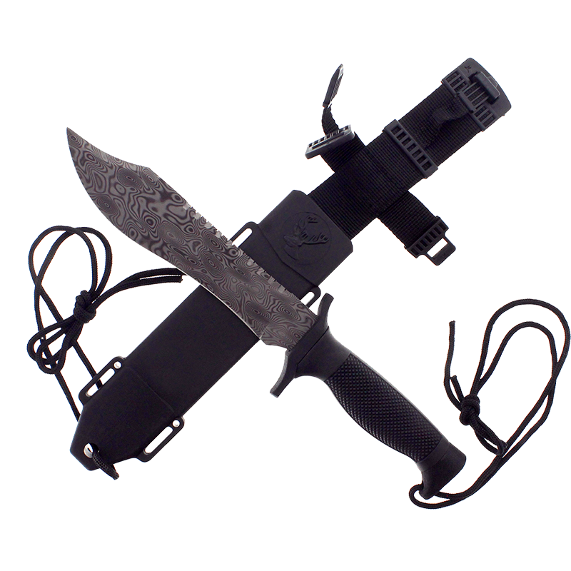 12" Tactical Knife With Damascus Pattern Blade Hunting Knife All Knives PacificSolution 10