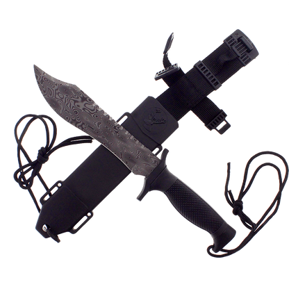 12" Tactical Knife With Damascus Pattern Blade Hunting Knife All Knives PacificSolution 10