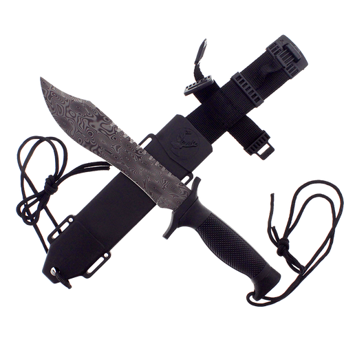 12" Tactical Knife With Damascus Pattern Blade Hunting Knife All Knives PacificSolution 10
