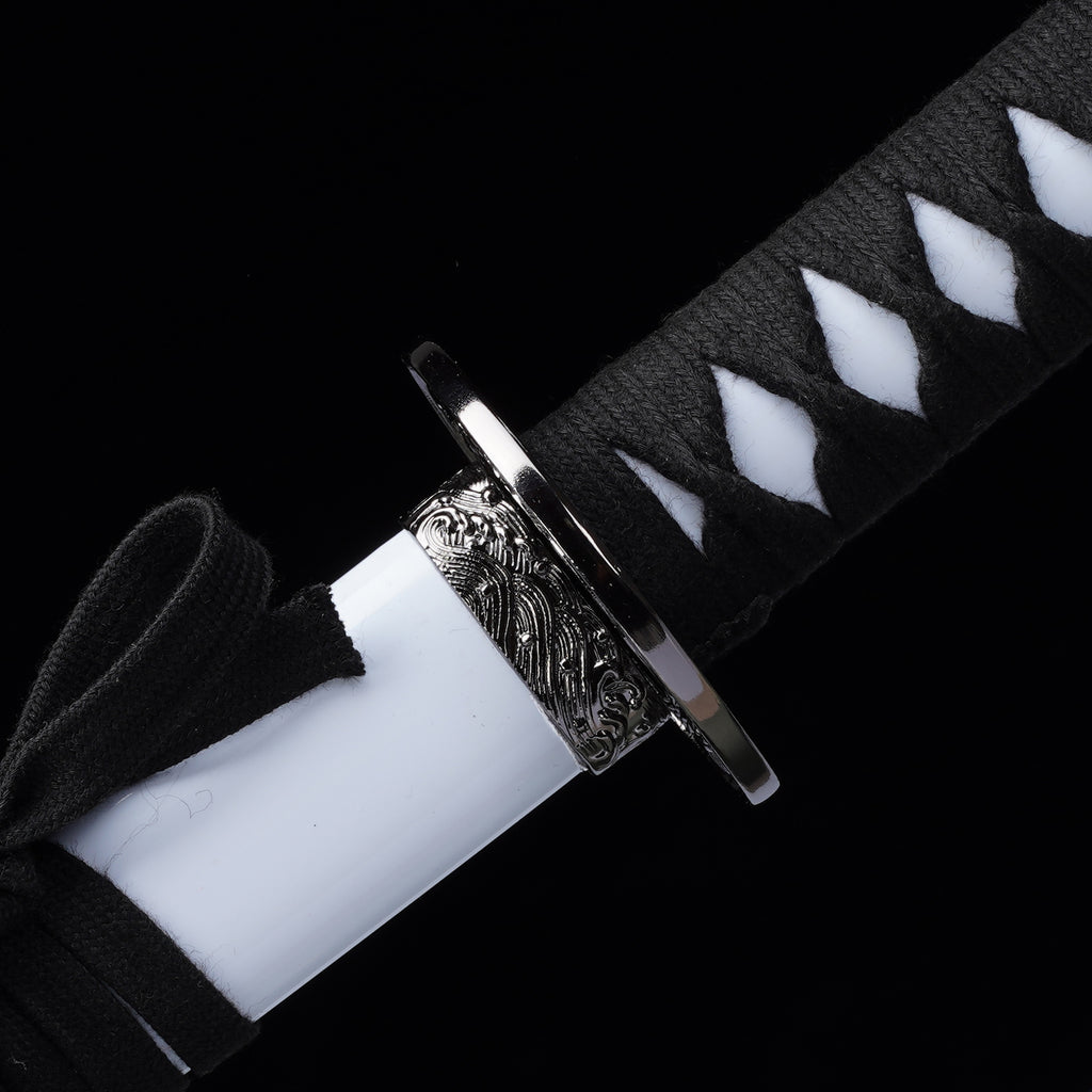 3Pcs White Samurai Sword Set with Stand