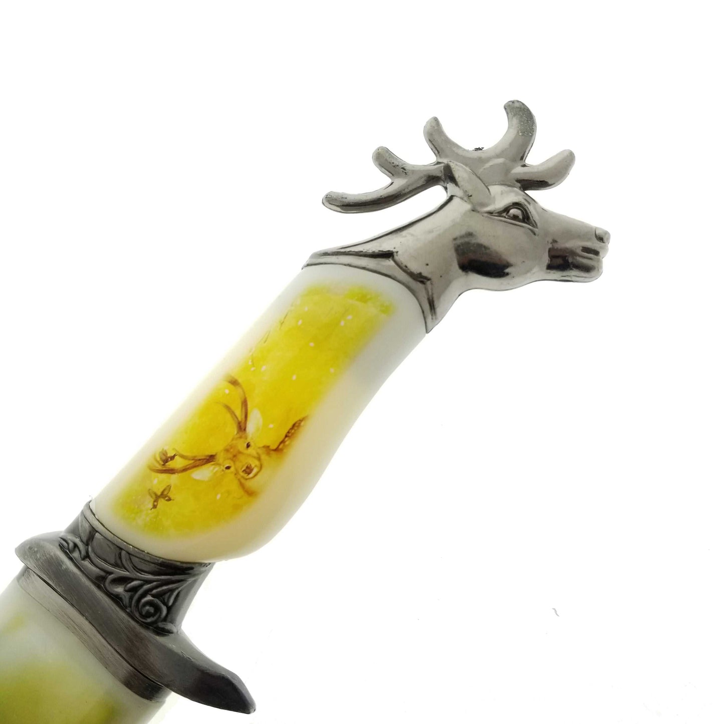 13 1/2" Elk Fantasy Dagger with White Scabbard Dagger All Knives PacificSolution 9