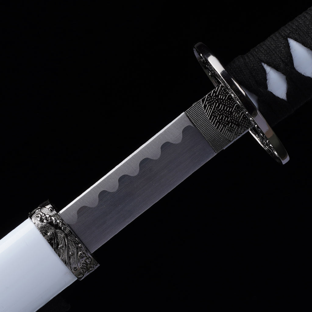 3Pcs White Samurai Sword Set with Stand