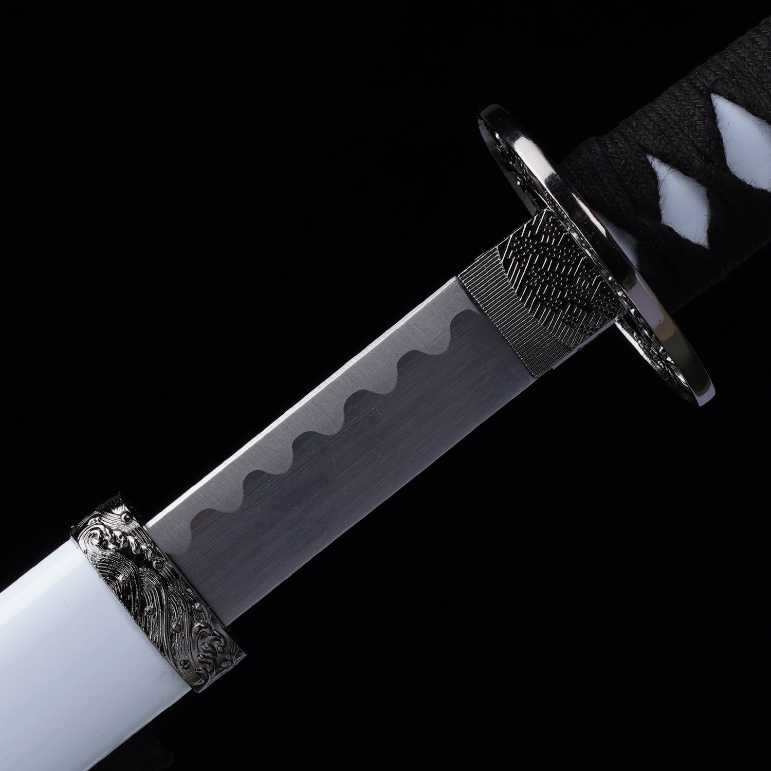 3Pcs White Samurai Sword Set with Stand