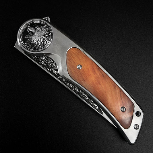 Sigma Folding Knife - Wolf Wood Handle