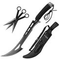 Tactical Master 26" Black/White Machete with 3 pcs 6" throwing knife