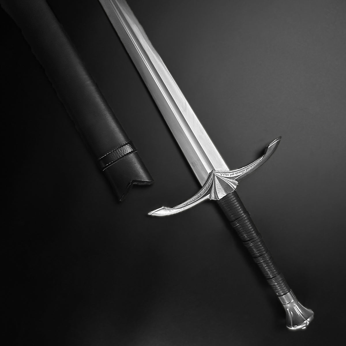 39.75" Hand Forged Medieval  Sword w/ Leather Strips