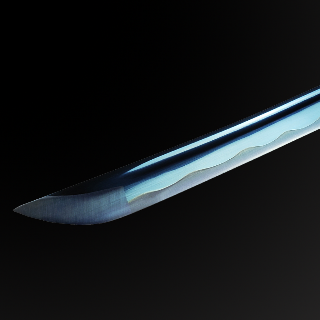 40 1/2" 1045 carbon steel blade with blood groove, blue blad