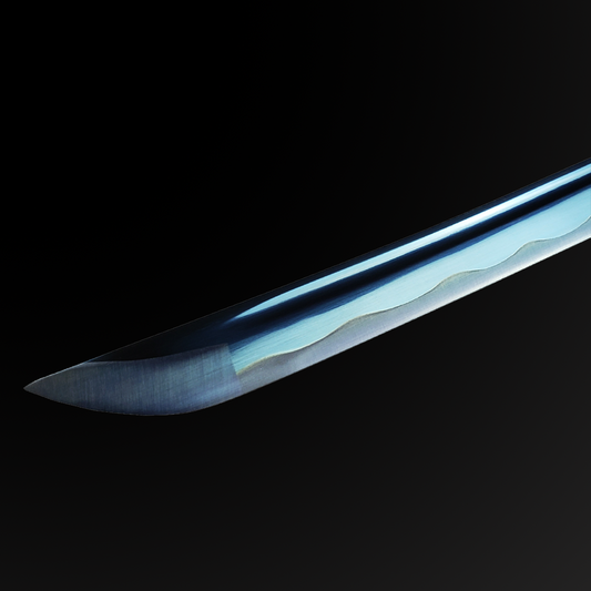 40 1/2" 1045 carbon steel blade with blood groove, blue blad