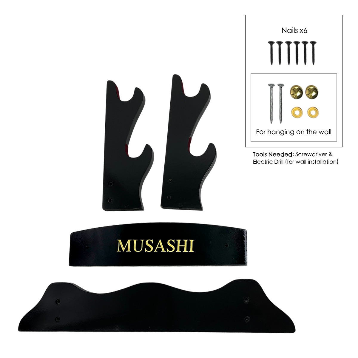 18 3/4"  2 pcs Piano Coating Samurai Sword Wall & Table Stan