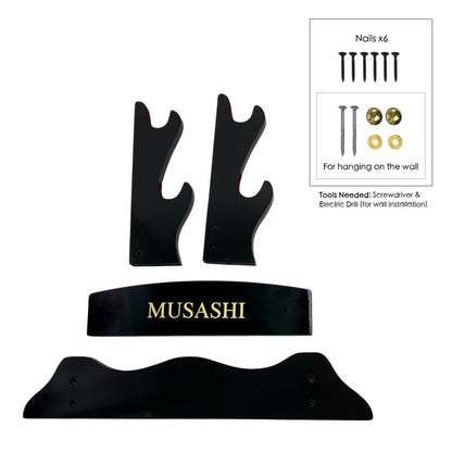 18 3/4"  2 pcs Piano Coating Samurai Sword Wall & Table Stan