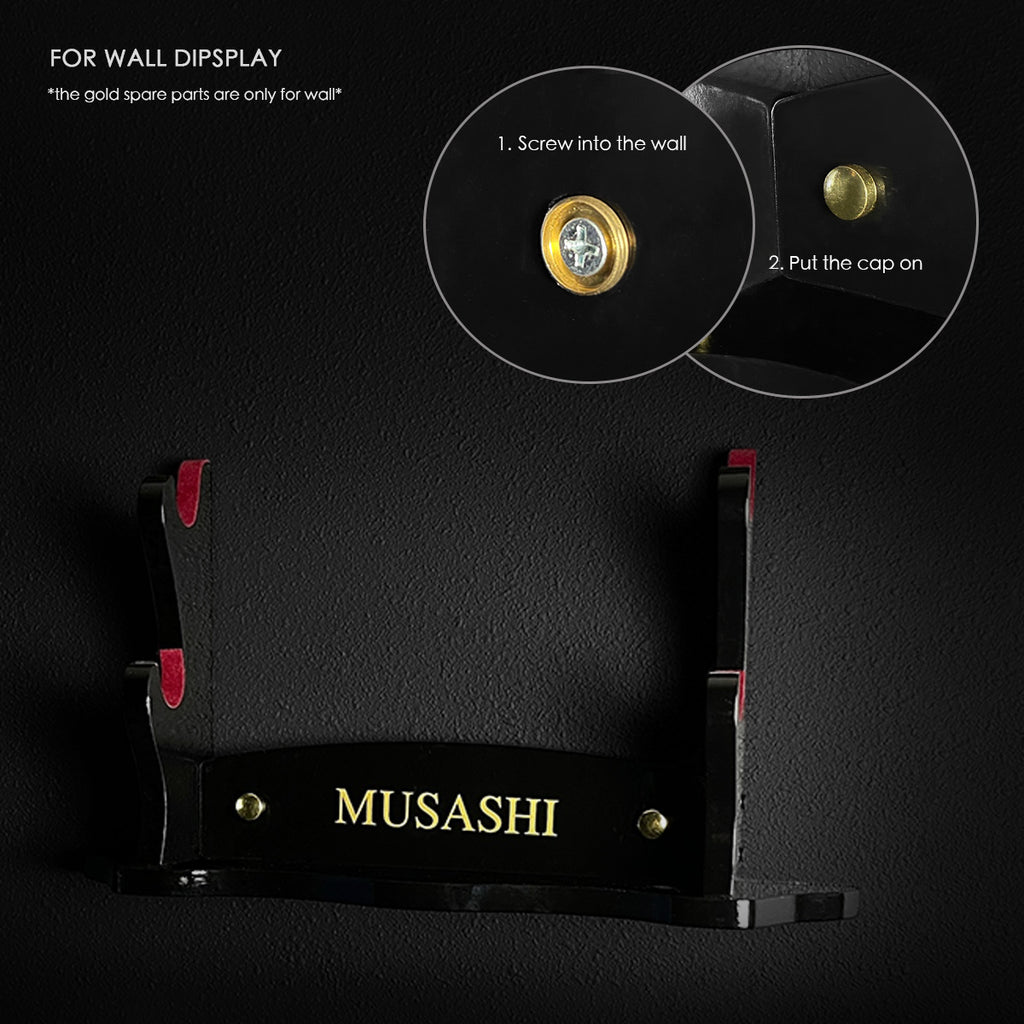 18 3/4"  2 pcs Piano Coating Samurai Sword Wall & Table Stan