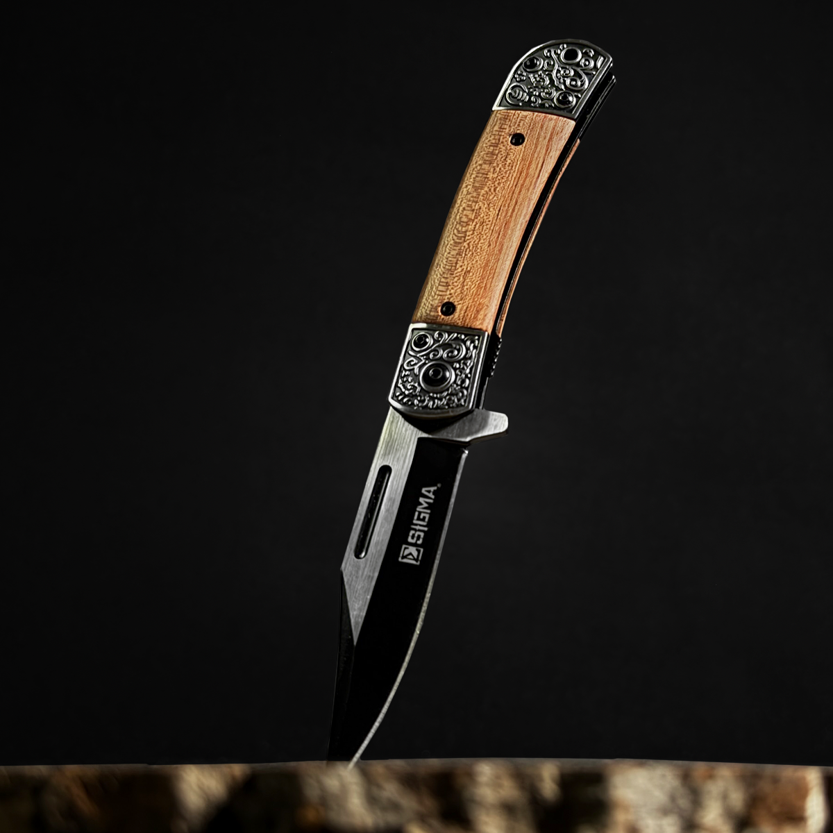 Sigma Wooden Handle Ball Bearing Pocket Knife