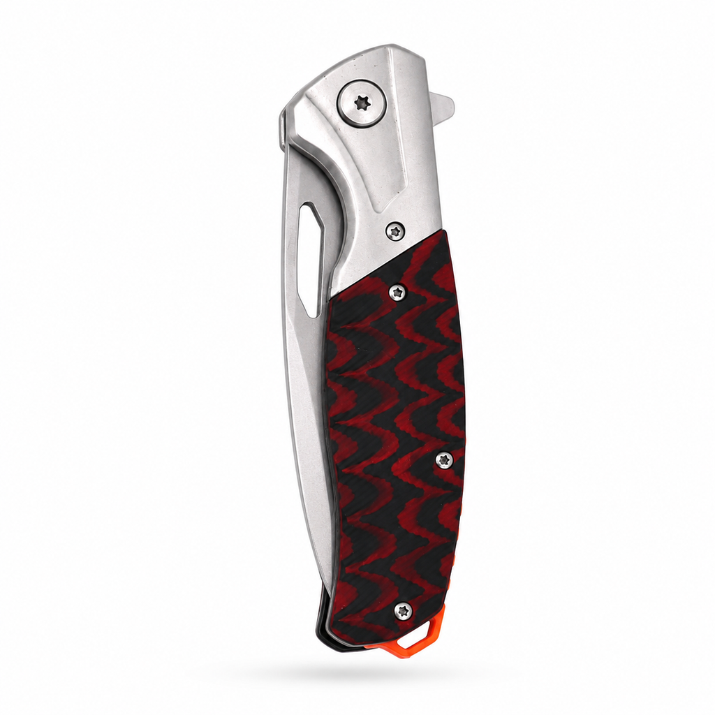 Sigma Ball-Bearing Flipper Knife - Micarta Black & Red Handle | KSB413GRMK