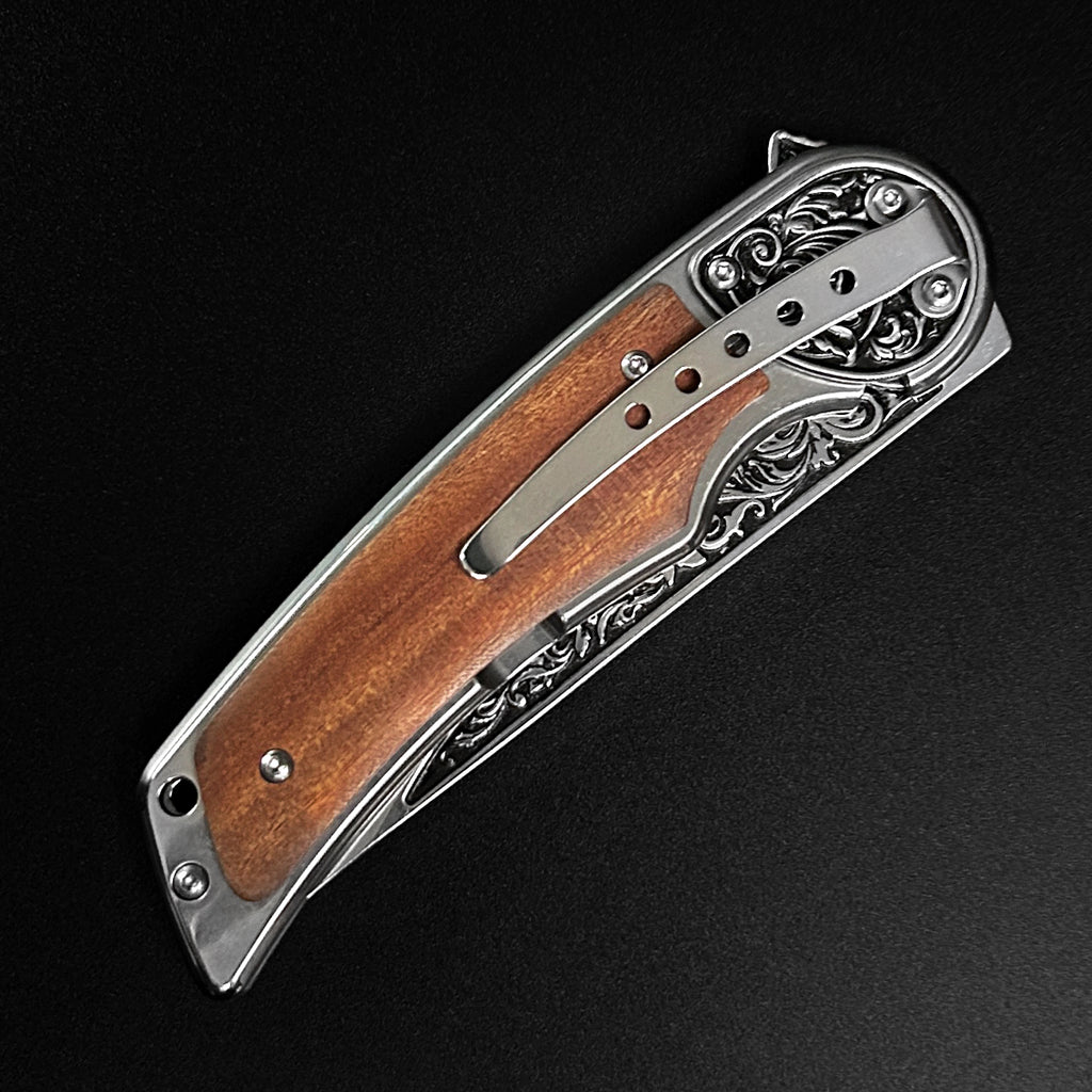 Sigma Folding Knife - Wolf Wood Handle