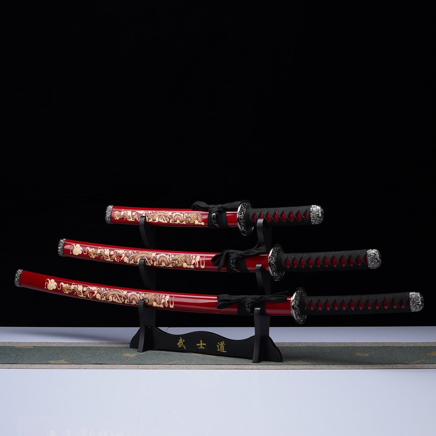 3Pcs Samurai sword Red set with Stand