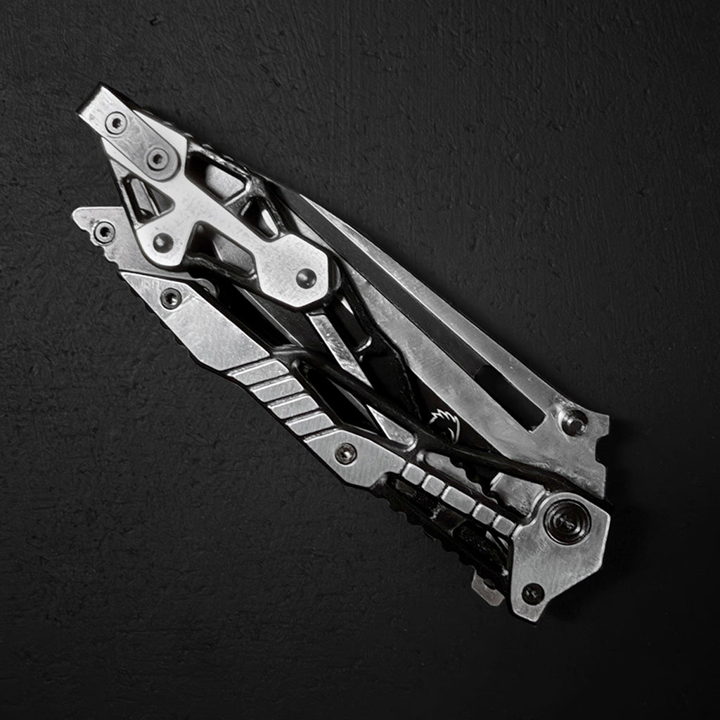 Falcon Black & Chrome Spring Assisted Pocket Knife