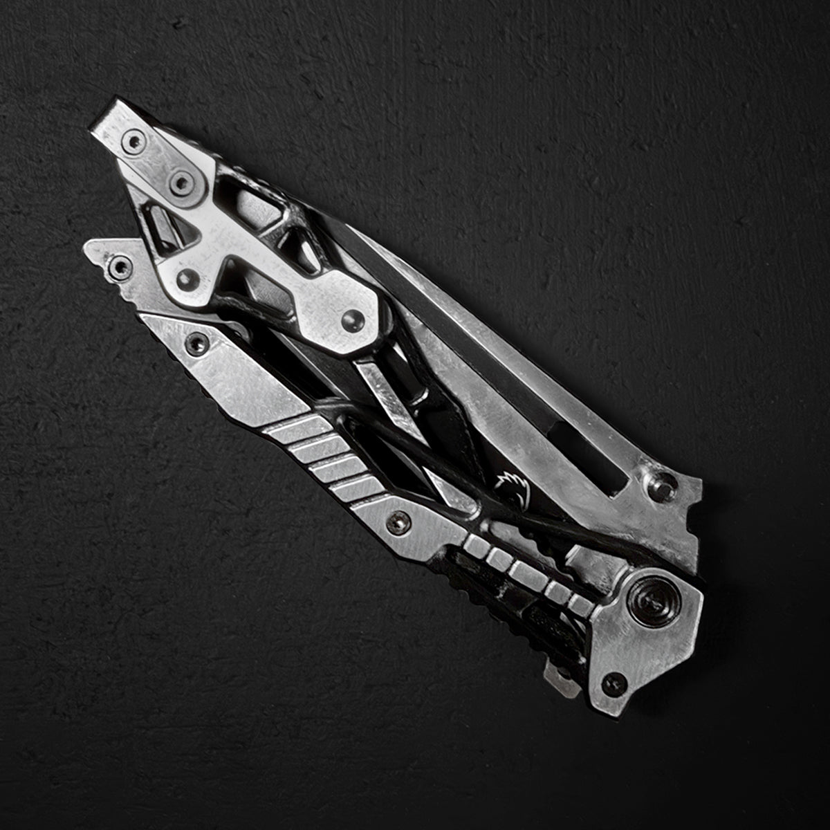 Falcon Black & Chrome Spring Assisted Pocket Knife