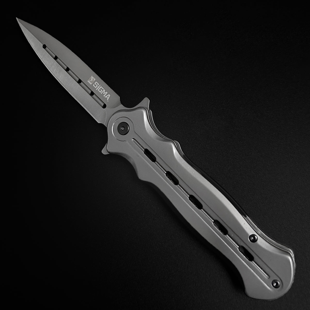 Sigma Ball Bearing Folding Knife -3 3/4" Blade / 4 3/4" Handle / Ball Bearing System / Gray