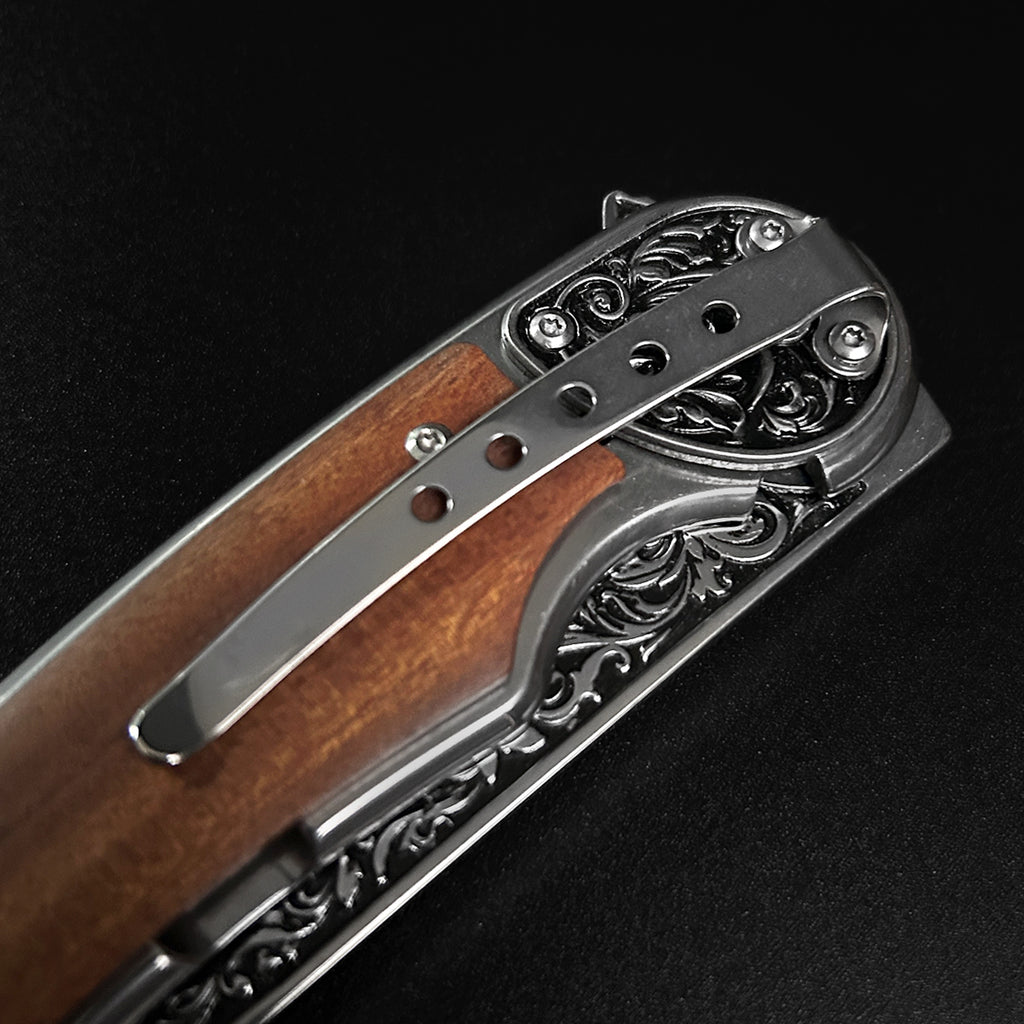 Sigma Folding Knife - Wolf Wood Handle
