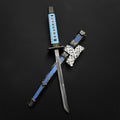 Blue Mini Katana Letter Opener with Stand