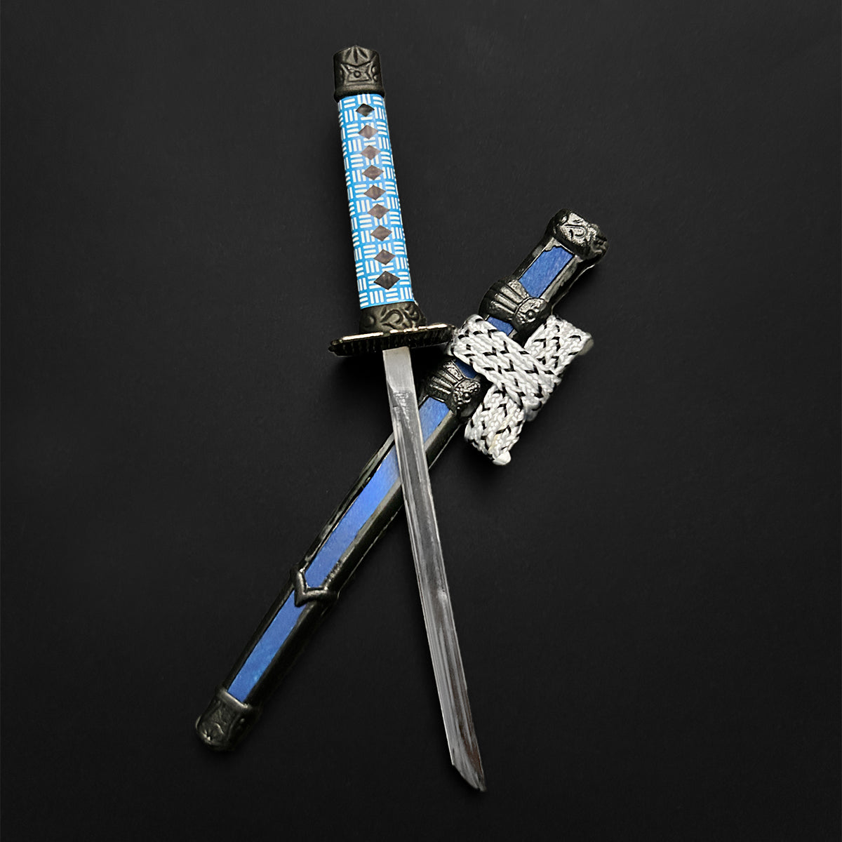 Blue Mini Katana Letter Opener with Stand