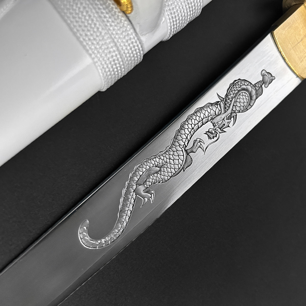 Asuka Tanto - 13.75" Hand Forged Tanto w/ White Wood Scabbard.