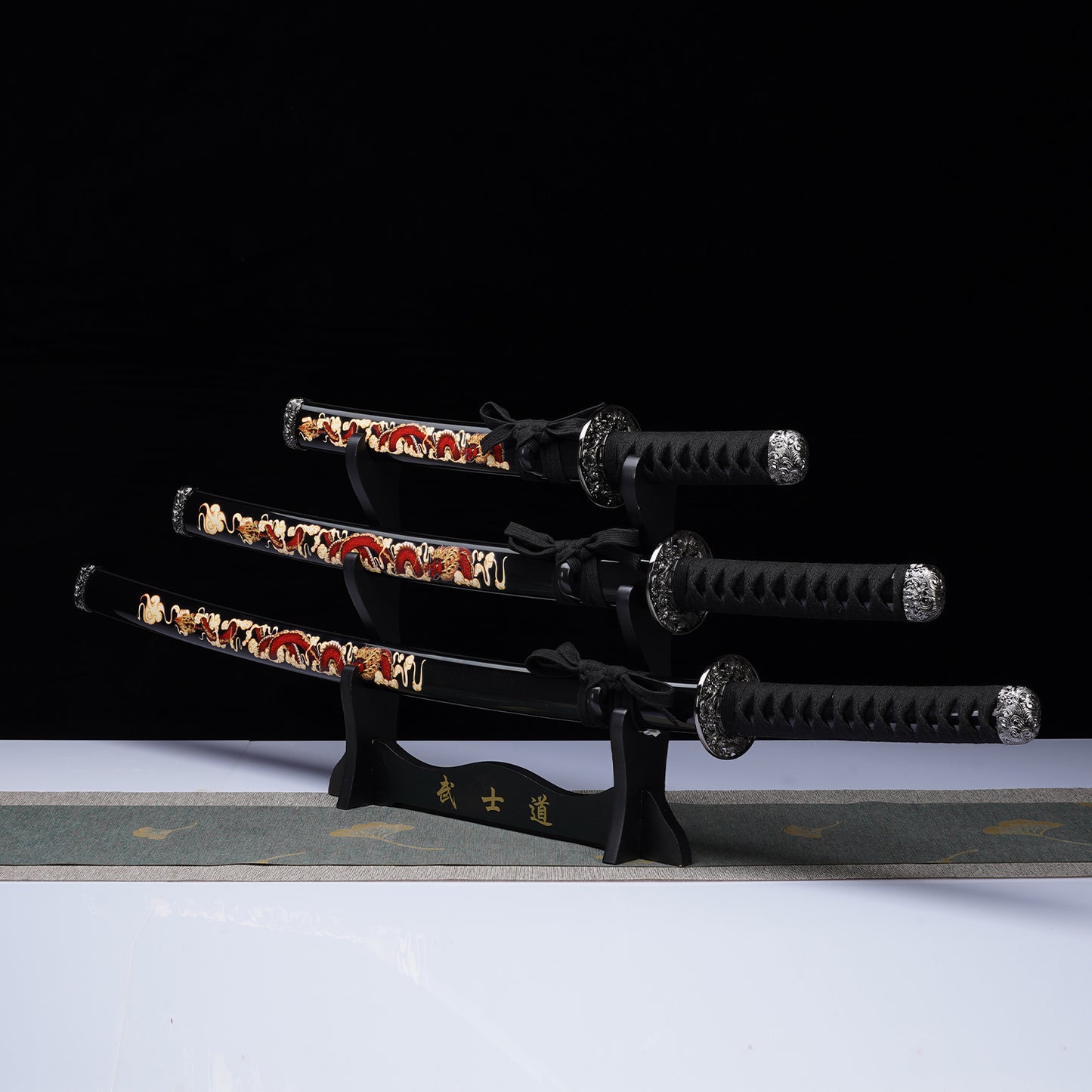 3 Pcs Samurai sword set with Stand