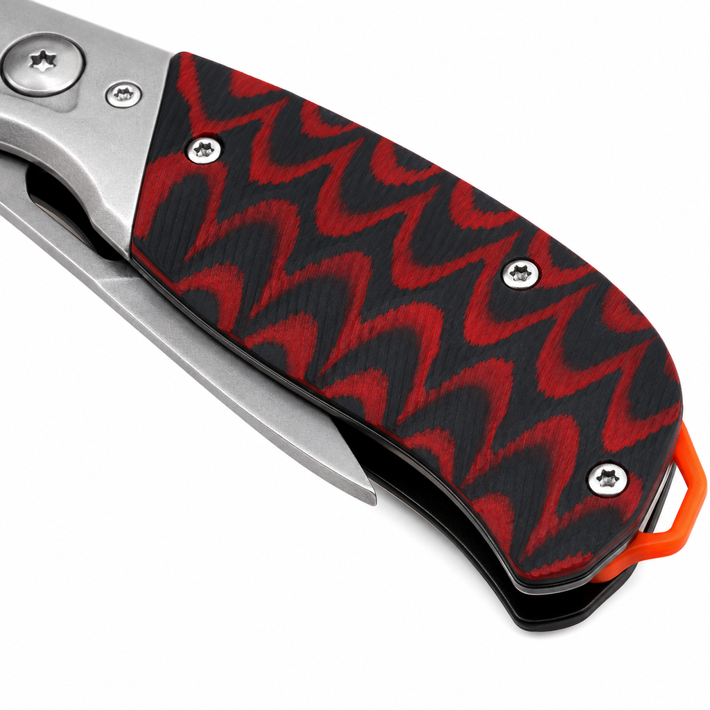 Sigma Ball-Bearing Flipper Knife - Micarta Black & Red Handle | KSB413GRMK