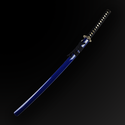 40 1/2" 1045 carbon steel blade with blood groove, blue blad