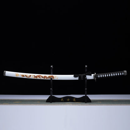 3Pcs White Samurai Sword Set with Stand