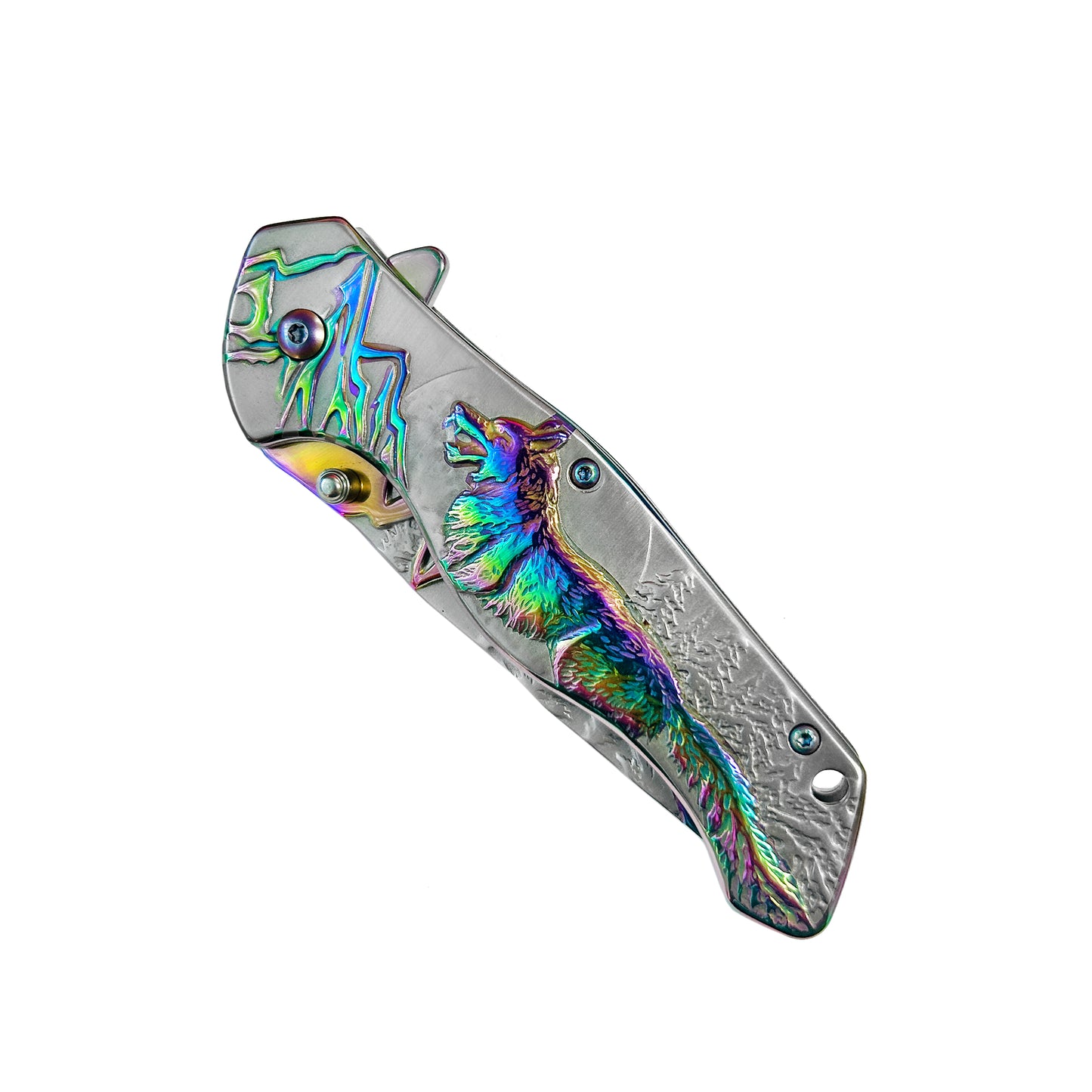 Falcon 8 1/4" Overall Knife w Grey/Rainbow Deer Design