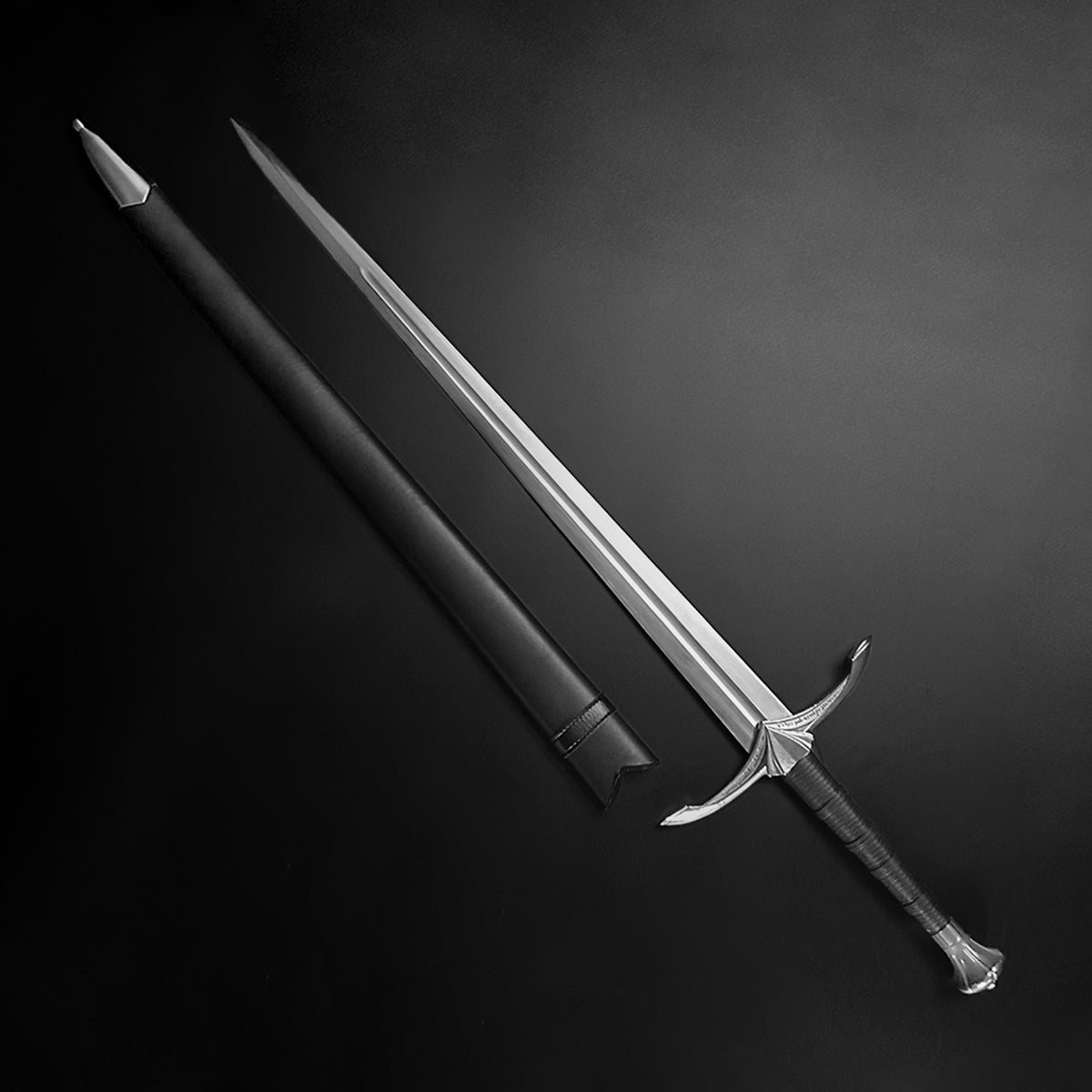 39.75" Hand Forged Medieval  Sword w/ Leather Strips