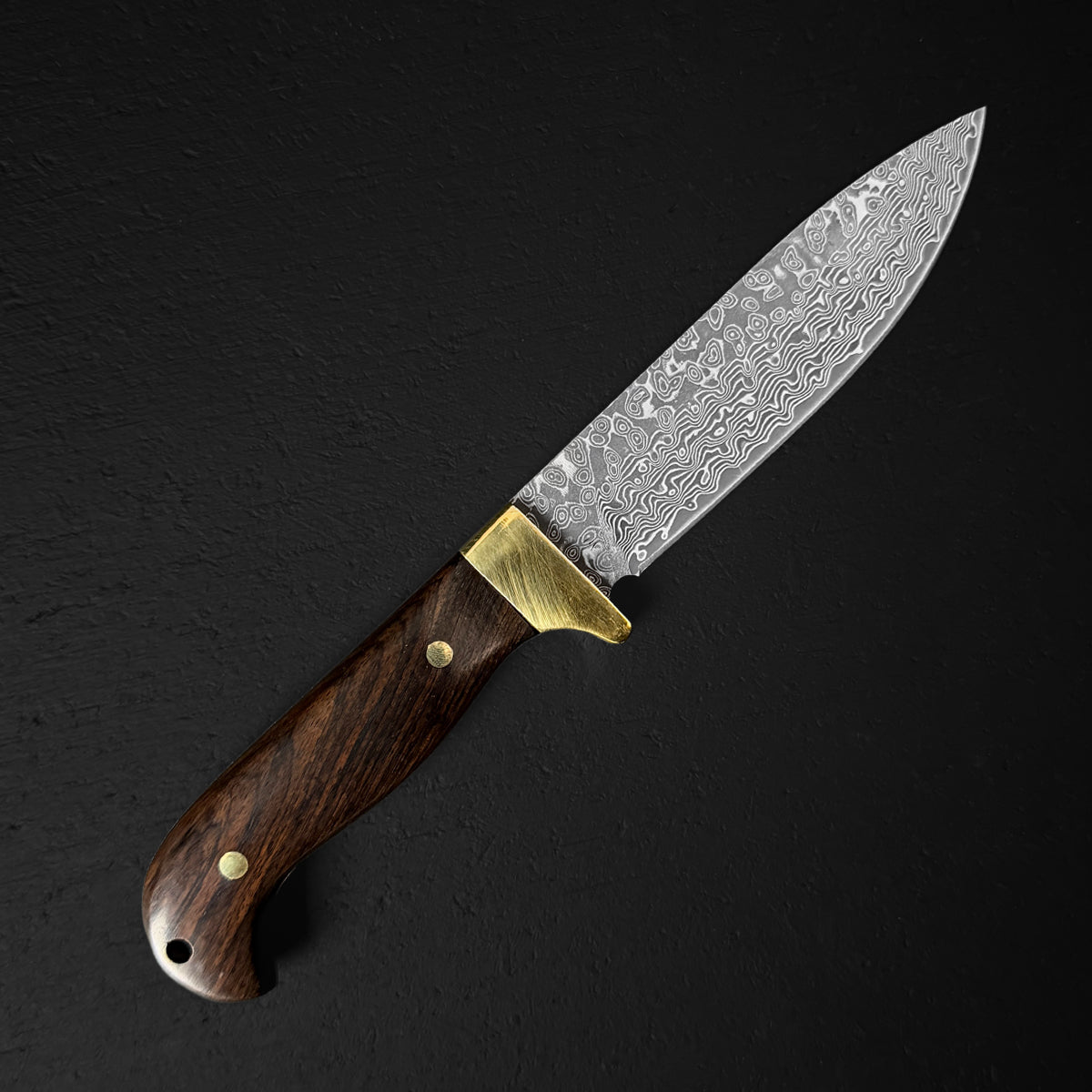 Rocky Mountain Damascus Hunting Knife - Brown Wood | KCM633WD