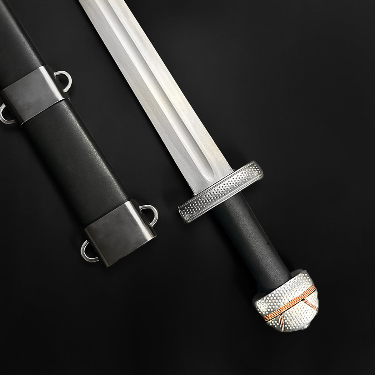 Hand-Forged 40.95" Medieval Viking Sword w/ Leather Scabbard