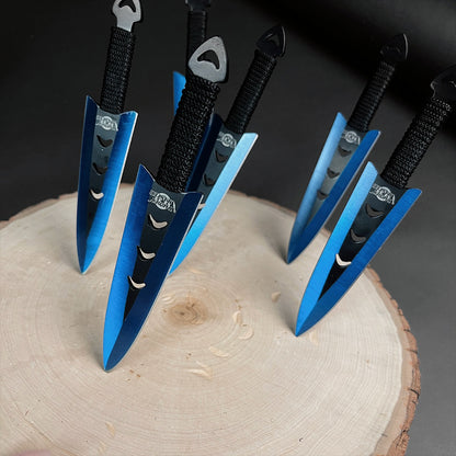 Target Master 6 PC 6" Overall Arrow Head Blue Throwing Knife Set