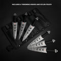 Target Master 6 PC 6" Overall Arrow Head Damascus Throwing Knife Set