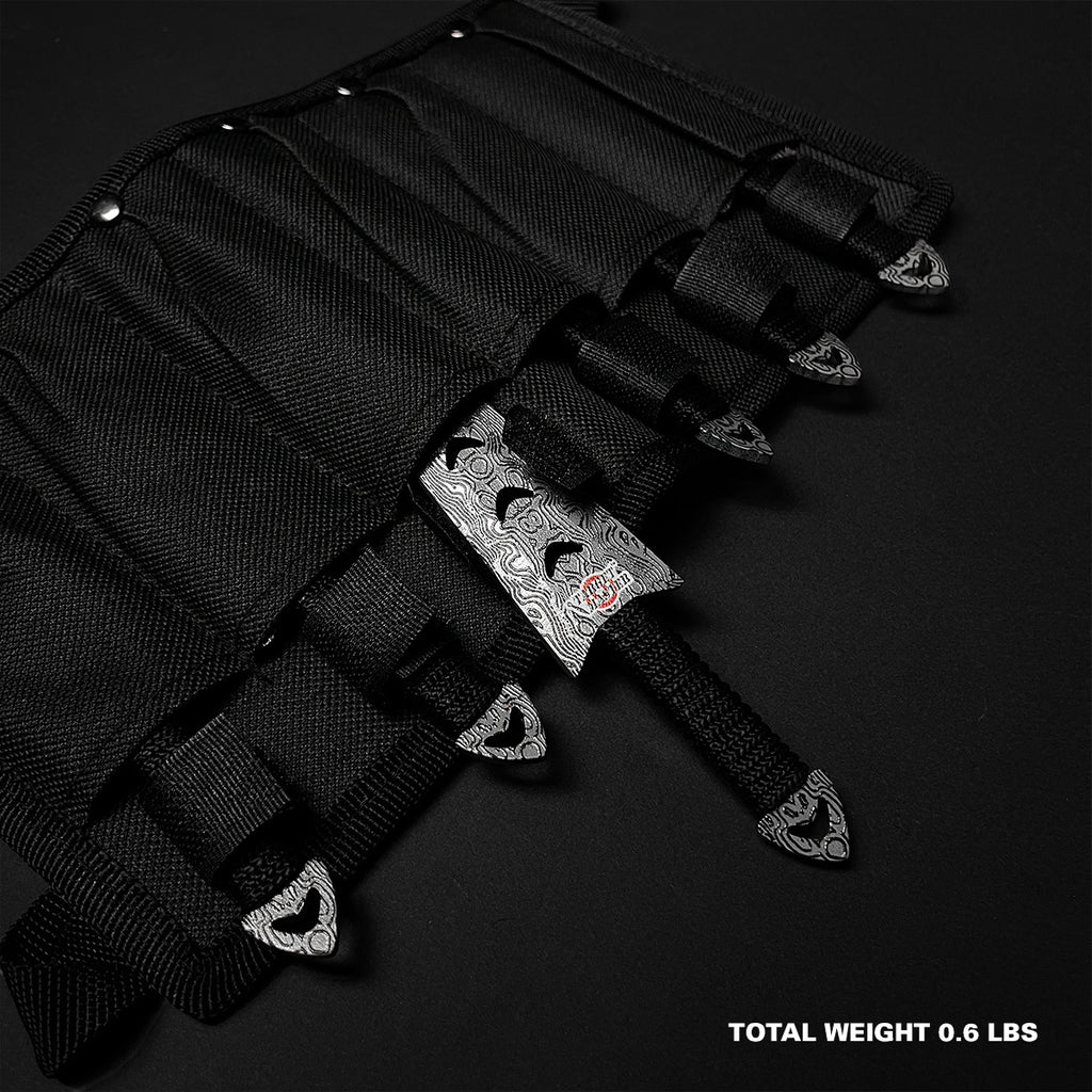 Target Master 6 PC 6" Overall Arrow Head Damascus Throwing Knife Set