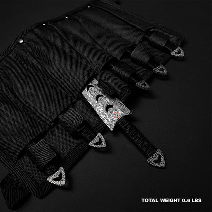 Target Master 6 PC 6" Overall Arrow Head Damascus Throwing Knife Set