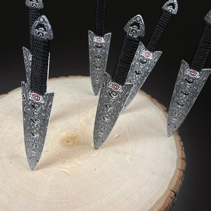 Target Master 6 PC 6" Overall Arrow Head Damascus Throwing Knife Set
