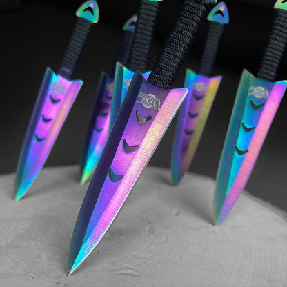 Target Master 6 PC 6" Overall Arrow Head Rainbow Throwing Knife Set