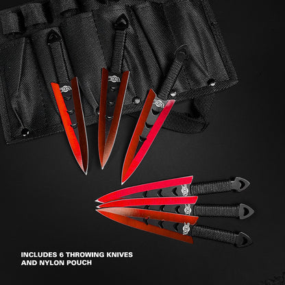Target Master 6 PC 6" Overall Arrow Head Red Throwing Knife Set