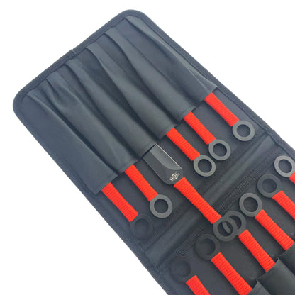12 PCS Ninja Kunai Set 8 1/2" Length Red Cord & Sheath