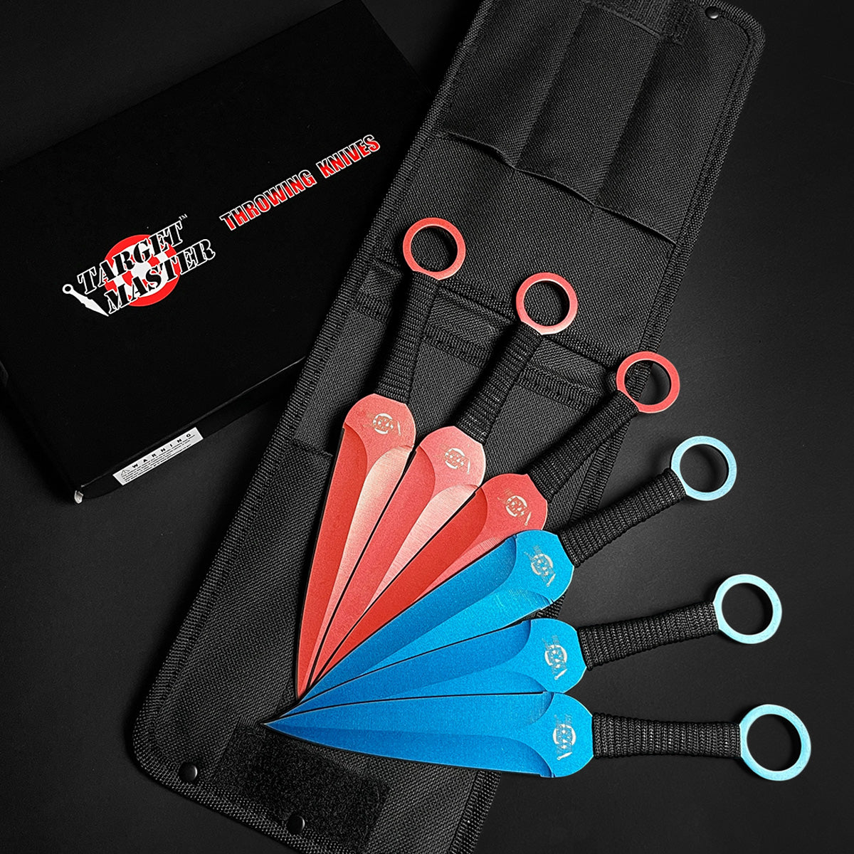 Target Master 6 PCS Blue & Red 9" Ninja Kunai Set w/ Dart Board