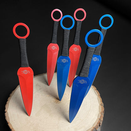 Target Master 6 PCS Blue & Red 9" Ninja Kunai Set w/ Dart Board