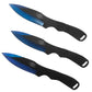 Target Master 3 Pcs Blue Throwing Knife Set 8" Overall Length W/ Nylon Sheath