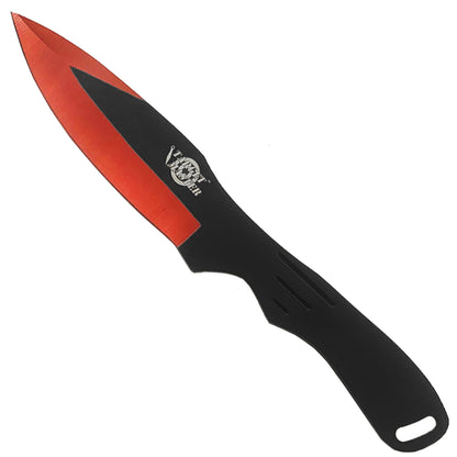 Target Master 3 Pcs Red Throwing Knife Set 8" Overall Length W/ Nylon Sheath