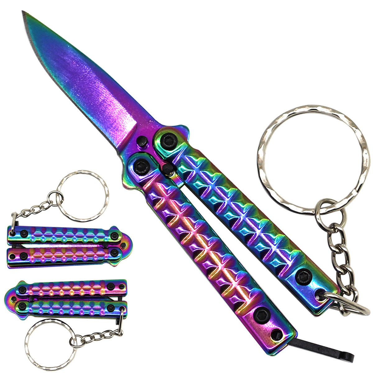 ABKD03RB Micro Butterfly Knife | 2-Inch Rainbow 440 Blade