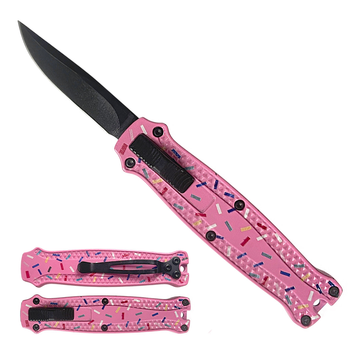 Mini OTF Knife with Pink Donut Design