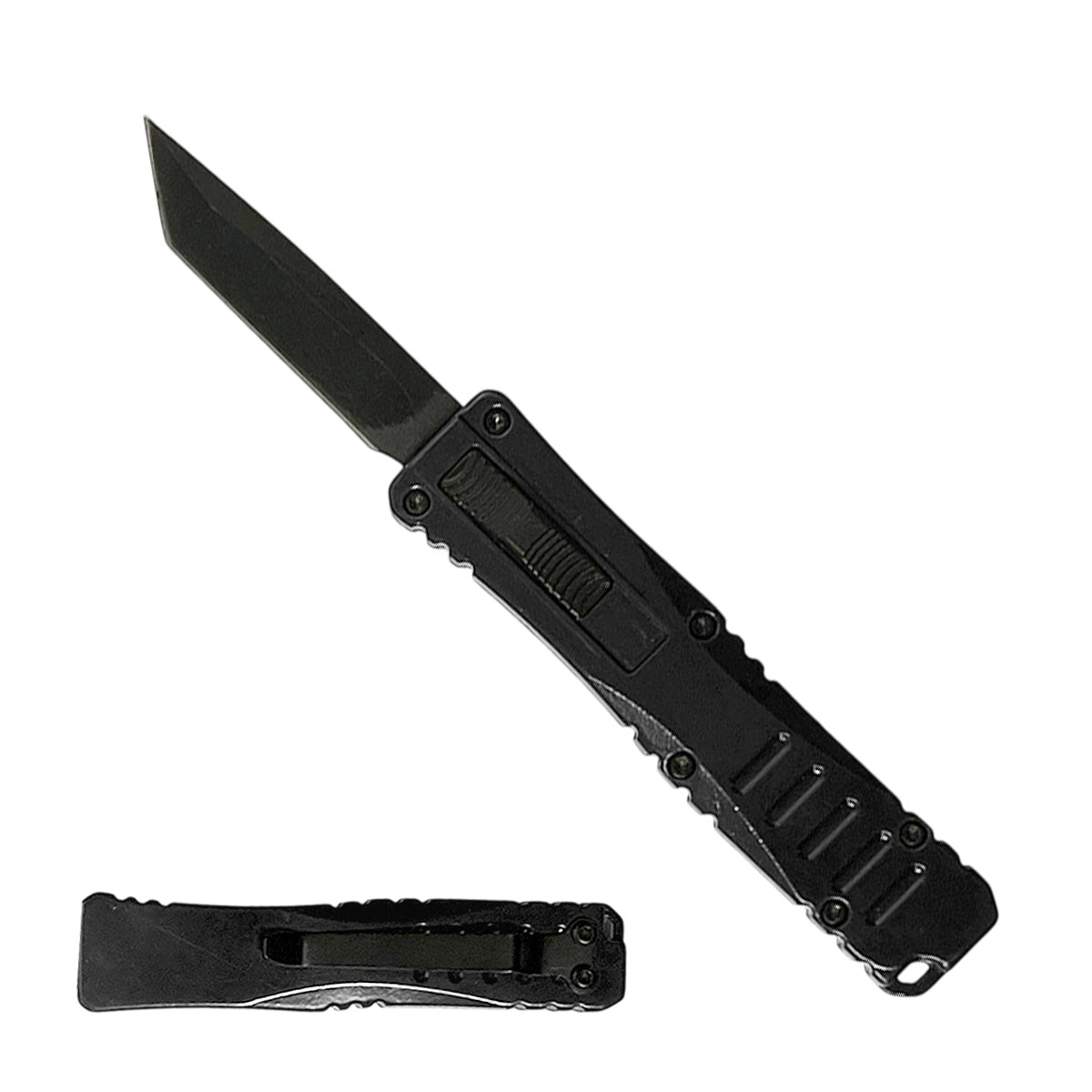 Mini OTF Knives - 2" Tanto Blade / Black Handle / OTF Knife