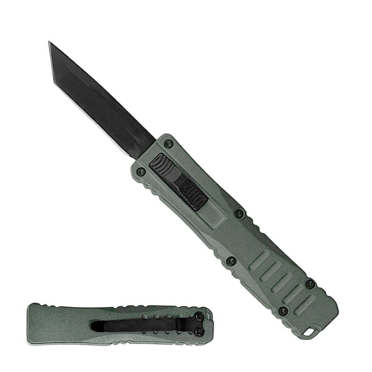 Mini OTF Knives - 2" Tanto Blade / Gray Handle / OTF Knife